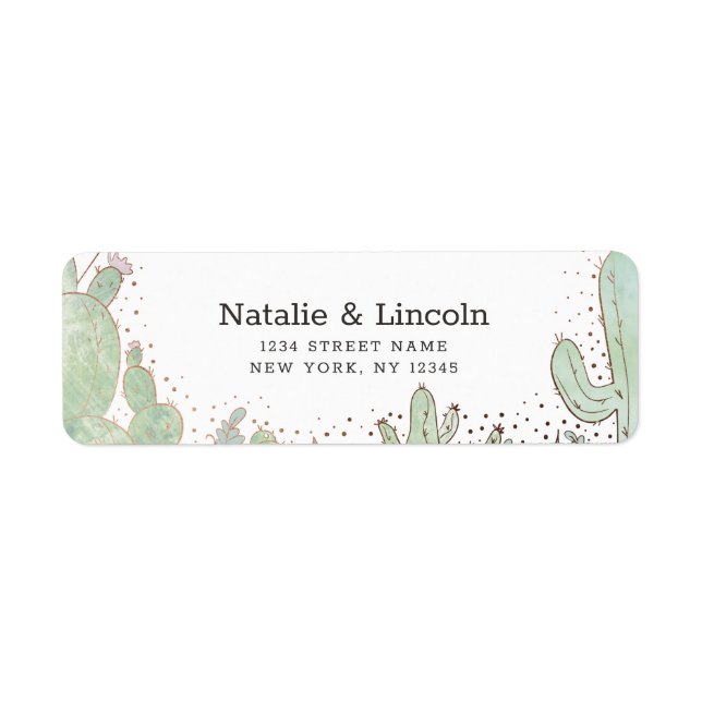 Etiqueta Cactus & Succulents Trendy Wedding Return Endereço (Frente)