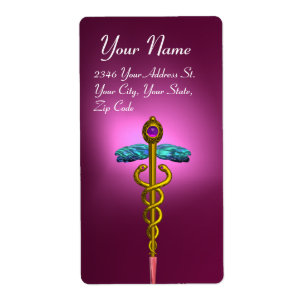 Etiqueta CADUCEUS, ametista dourado vibrante roxo violeta r