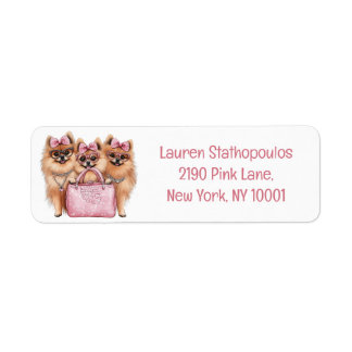 Etiqueta Cães Pomeranianos Fashionáveis, Bolsa Rosa