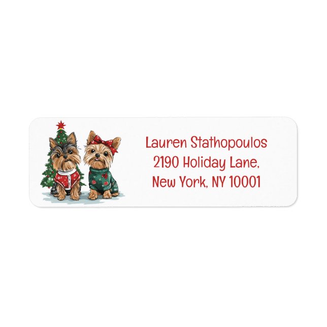 Etiqueta Cães Yorkie de Natal (Frente)