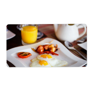 Etiqueta Café da manhã com ovos secos