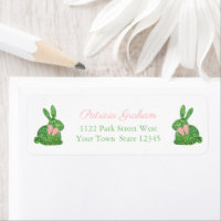 Caixa de coelho Boxwood rosa e verde Preppy Endere
