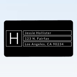 Etiqueta Caixa Moderna Monograma Black & White Return Ender