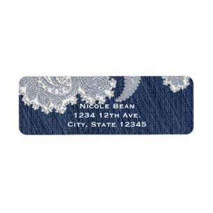 Etiqueta Calça Jeans e Renda Branca Elegante Casamento de N