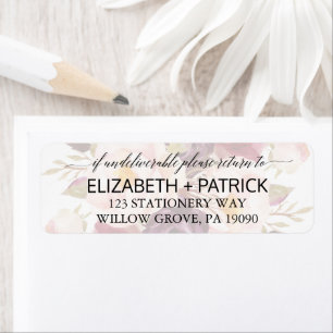 Etiqueta Caligrafia Elegante Casamento Floral Desvanecido