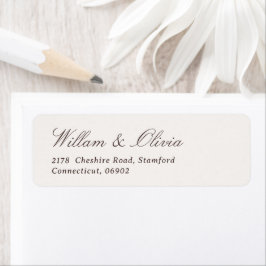 Etiqueta Caligrafia Elegante Creme e Marrom Casamento