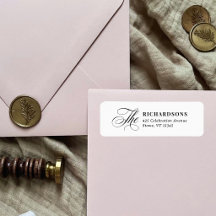 Caligrafia Elegante Endereço de Devolução de Casam