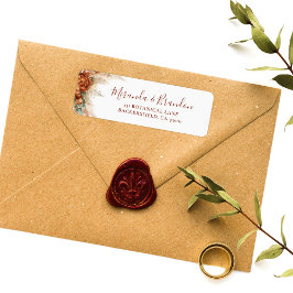 Etiqueta Caligrafia Elegante Flores Românticas Casamento Bo