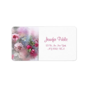 Etiqueta Caligrafia Personalizada de Flores Aquarela