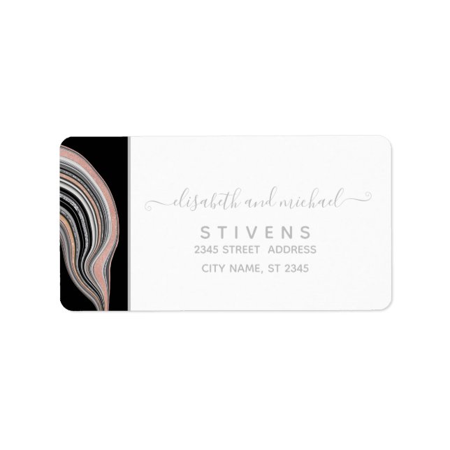 Etiqueta Caligrafia rosa dourada de árgula (Frente)