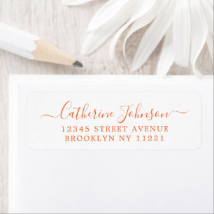 Etiqueta Caligrafia Simples Elegante Girly Script Laranja