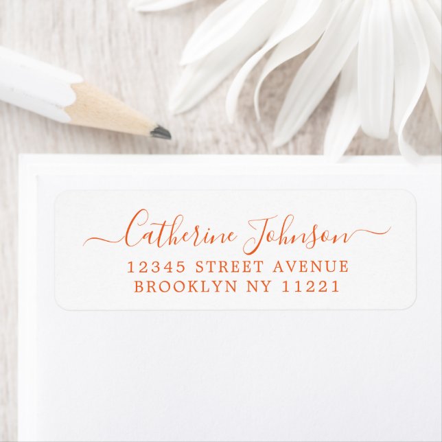 Etiqueta Caligrafia Simples Elegante Girly Script Laranja (Insitu)