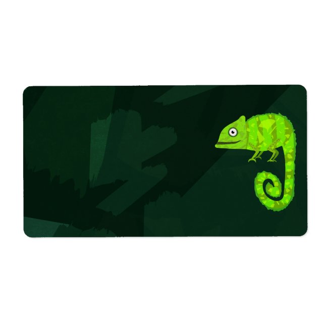 Etiqueta Camaleão bonito verde (Frente)