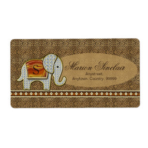 Etiqueta Caminhada de Elefante Monograma Chita ID390