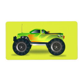Etiqueta Caminhão monstro no verde limão