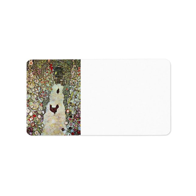 Etiqueta Caminho do Jardim com Galinhas por Gustav Klimt (Frente)