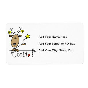 Etiqueta Camisas de Natal do Reindeer Comet e Presentes
