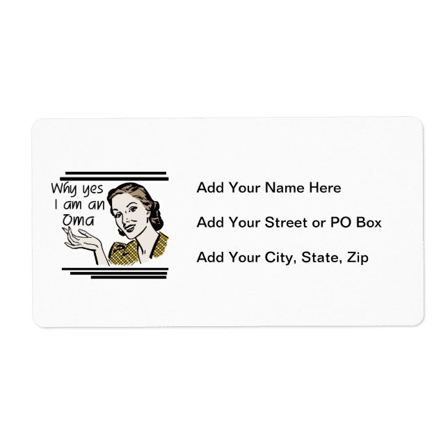 Etiqueta Camiseta retro e presentes de Oma (Frente)