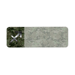Etiqueta Camo Digital Silver Sagittarius Zodiac Woodland