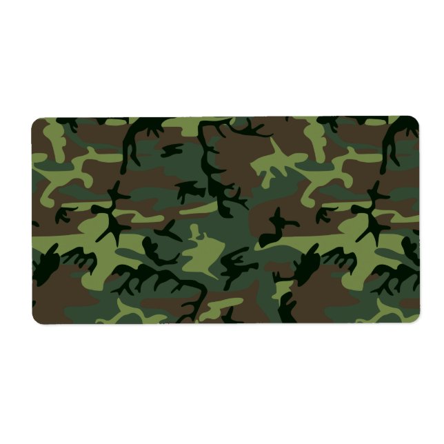 Etiqueta Camouflage Camo Green Brown Patterno (Frente)