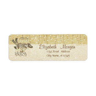 Etiqueta Campainha de Natal Elegante, Dourado Brilhante