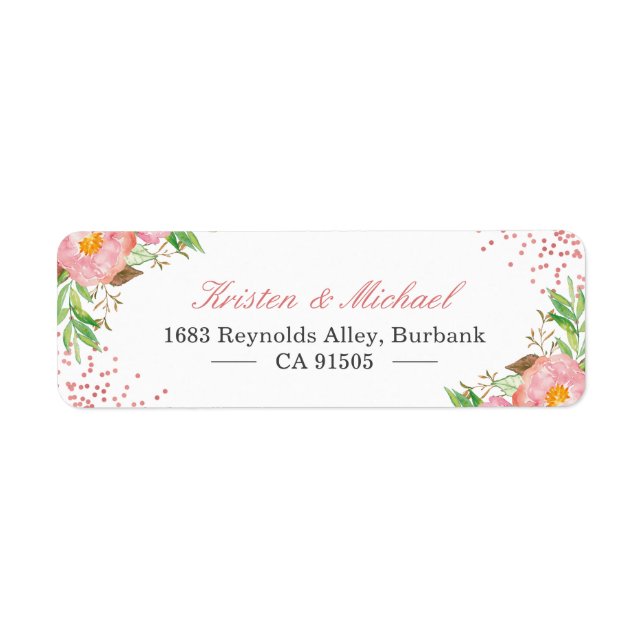 Etiqueta Campanha Aquarela Placa Cinzenta Botânica Rosa (Frente)