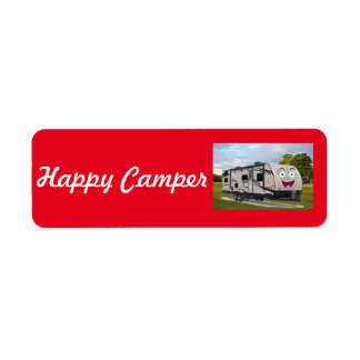Etiqueta Camping Happy Retirement no RV de Funnycoomb