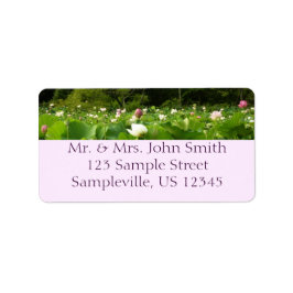 Etiqueta Campo de Flores de Lotus no Jardim de Verão