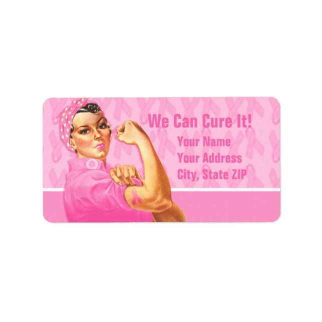 Etiqueta Cancer Personalizado Rosie Riveter (Frente)