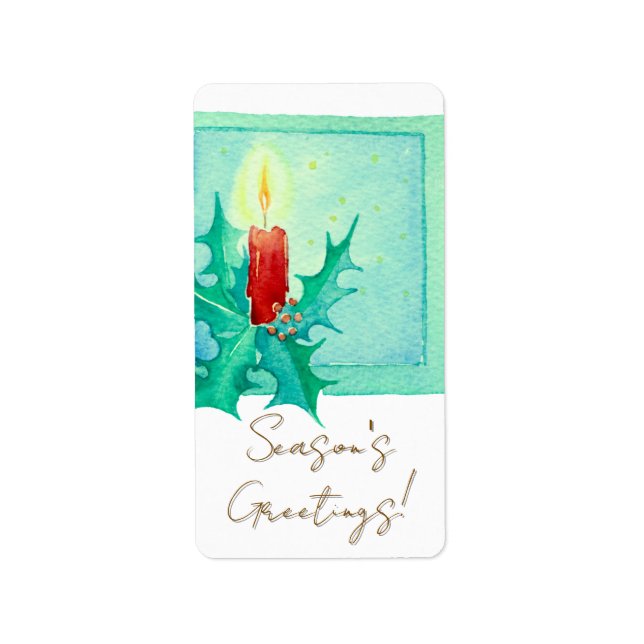 Etiqueta Candle and holly Christmas Card (Frente)