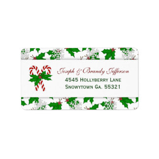 Etiqueta Candy Cane Holly Address Labels