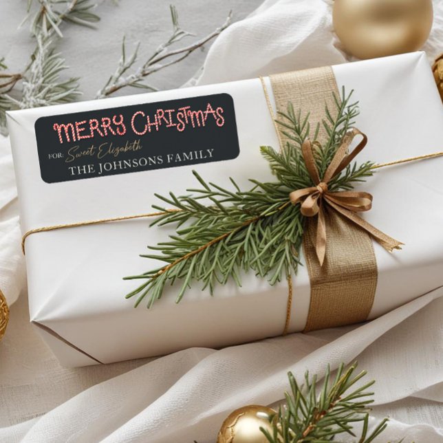 Etiqueta Candy Cane Merry Christmas Gift Label (Christmas Tag)