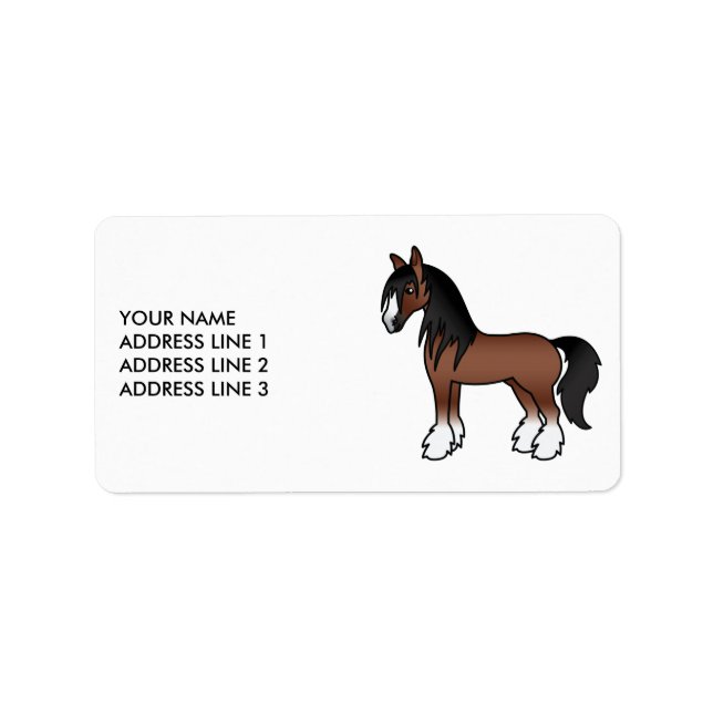 Etiqueta Cantinho de Gypsy Vanner Clydesdale Cartoon Horse  (Frente)