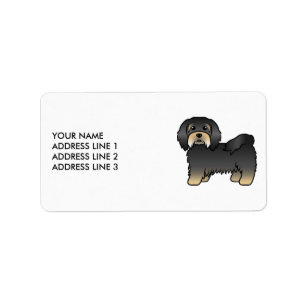 Etiqueta Cão e Texto de Cartoon Bonitos, Pretos E Havanese