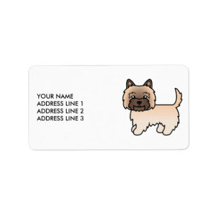 Etiqueta Cão e Texto do Cairn Terrier Cute Cartoon