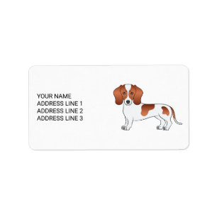 Etiqueta Cão e Texto do Cartoon de Cabelo Curto-Vermelho