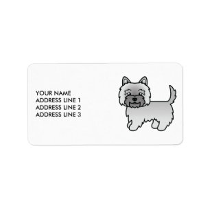 Etiqueta Cão e Texto do Cartoon de Corte de cinza