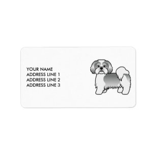 Etiqueta Cão E Texto Do Cartoon De Lhasa Branca