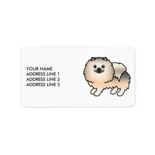 Etiqueta Cão e Texto do Cartoon Pomeraniano Cuja Ativação D