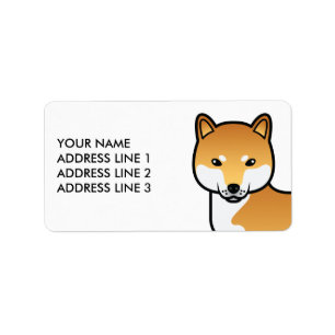 Etiqueta Cão e Texto Personalizado em Branco Shiba Inu