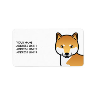 Etiqueta Cão e Texto Personalizado em Branco Shiba Inu
