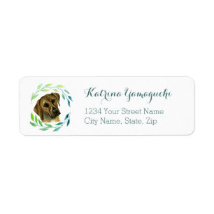Etiqueta Cão elegante de Rhodesian Ridgeback com uma