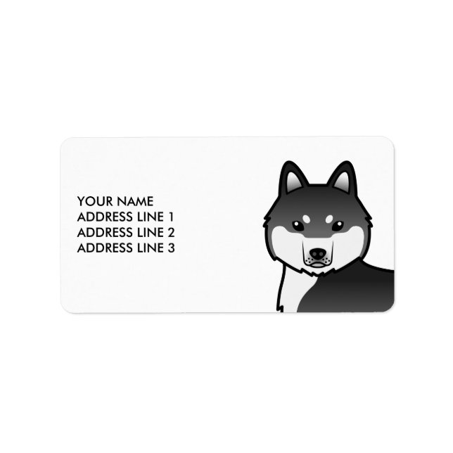 Etiqueta Cão Husky Siberiano Preto E Branco & Texto Persona (Frente)