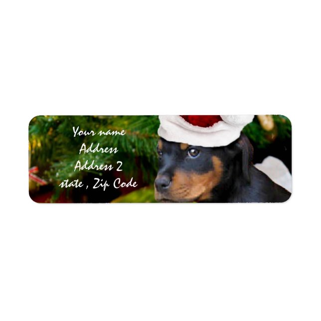 Etiqueta Cãozinho Rottweiler de Natal (Frente)