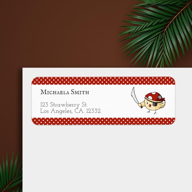 Etiqueta Capitão Pássaro Bonito Pirata Considerado Personal (Criador carregado)