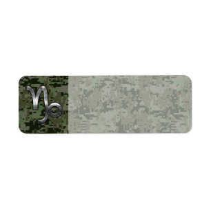 Etiqueta Capricórnio Zodiac Sinal sobre o camo digital verd