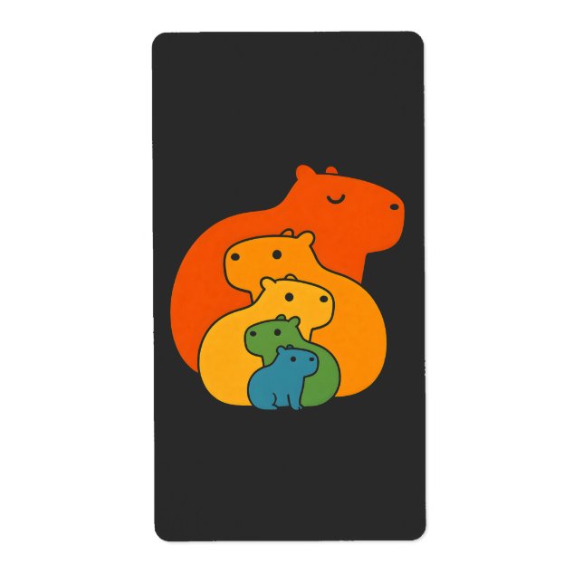 Etiqueta Capybaras arco-íris (Frente)