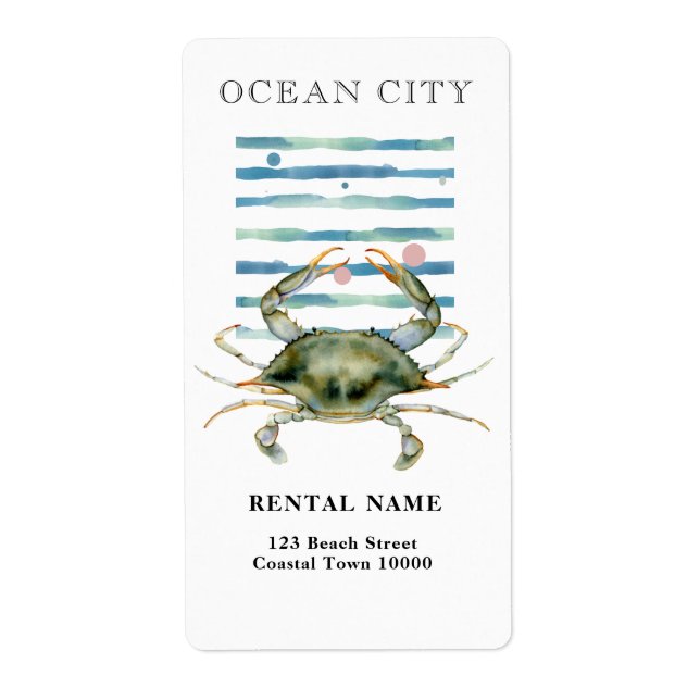 ETIQUETA CARANGUEJO AQUARELA, CIDADE LITORÂNEA, CIDADE DO O (Frente)