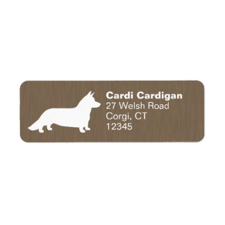 Etiqueta Cardigan Welsh Corgi Dog Silhouette Endereço de Re