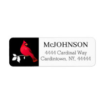 Cardinal Bird Red Black White Snow Elegante